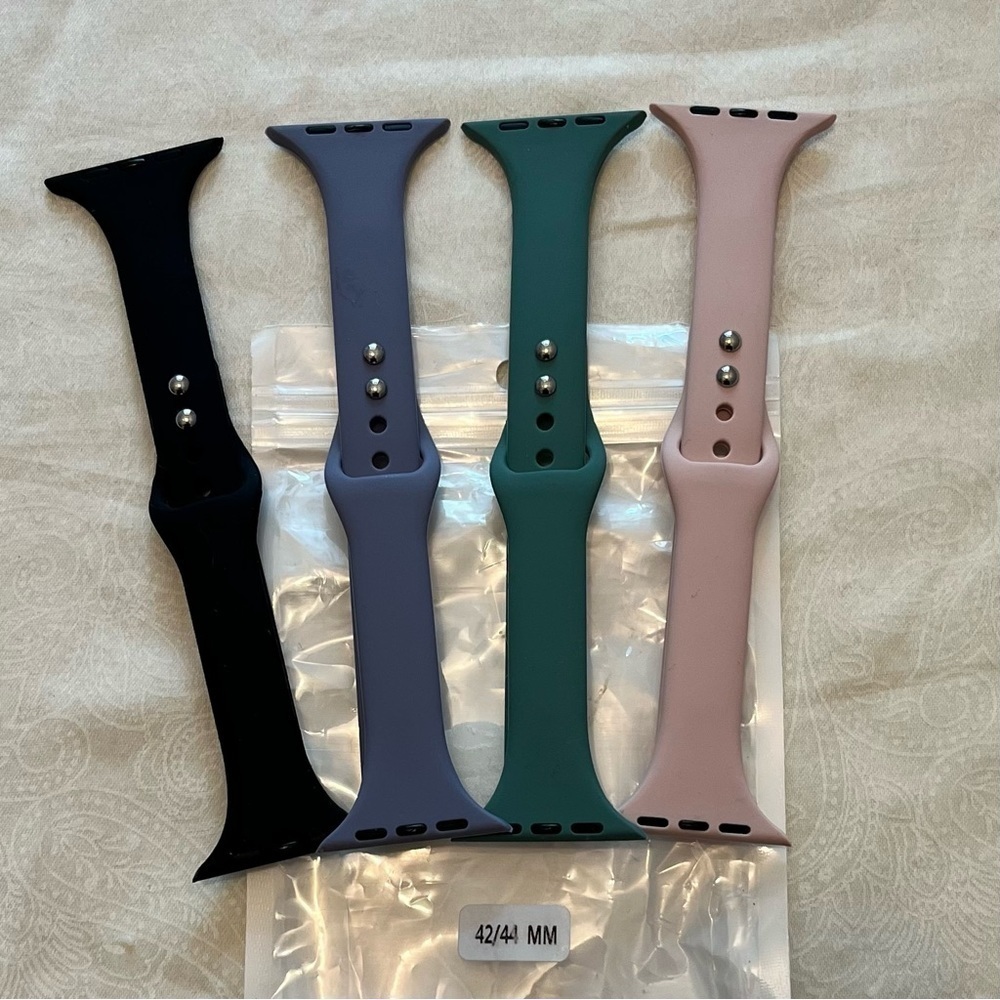 Set of 4 Silicone Watch Bands for Apple Watch, 42/44 MM